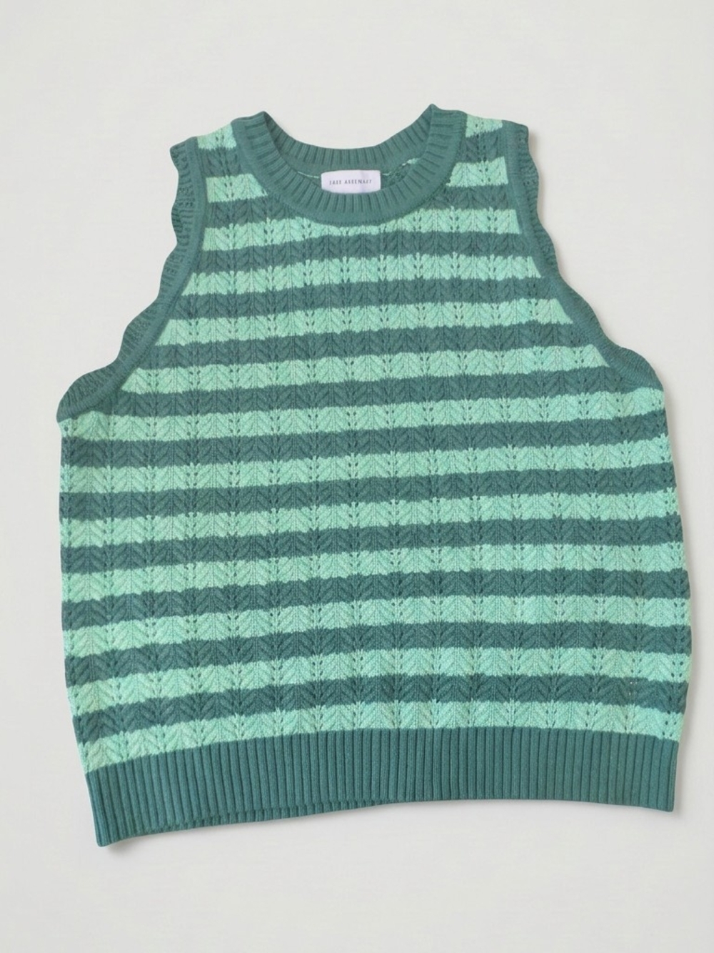 Free Assembly Green Striped Knit Sweater Vest Women's XXL (20)